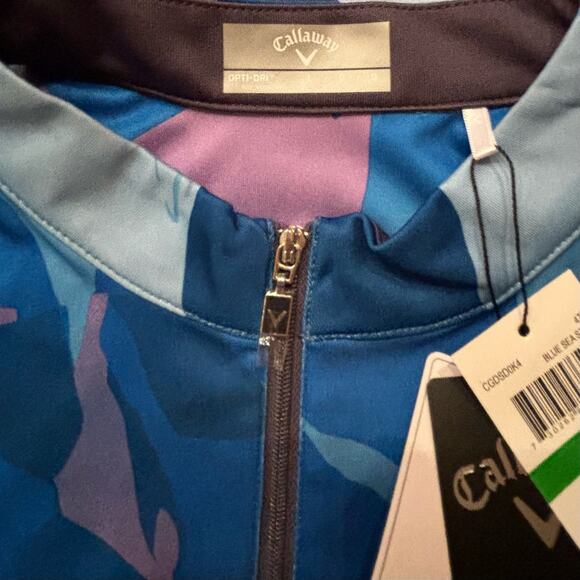 Callaway Sleeveless Golf Dress- Blue Sea Star Large Abstract Gradient 1/4 Zip - Picture 7 of 10